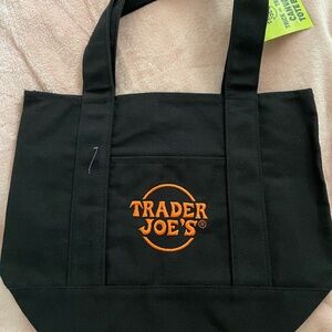 Trader Joe's Black mini Tote Bag with Orange Logo